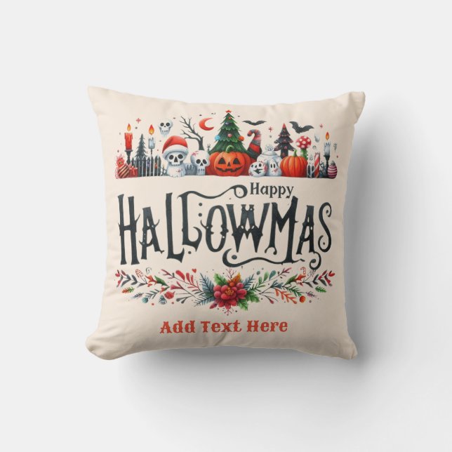 Coussin Hallowmas DECOR Mashup de Noël Halloween (Recto)