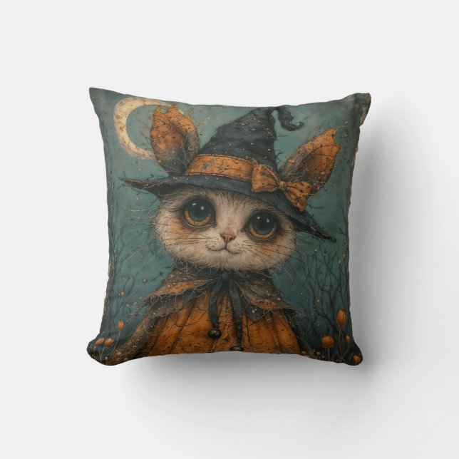 Coussin Hallwenn, adorable, spooky, bunny, wicth (Recto)
