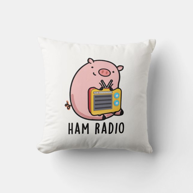 Coussin Ham Radio Funny Pig Pun (Recto)