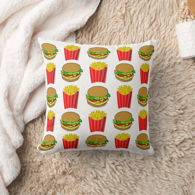 Coussin Hamburgers drôles et frites (Couverture)