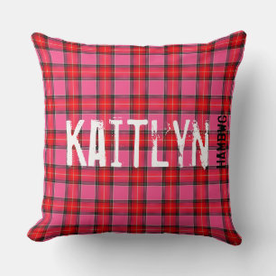 Coussin HAMbyWG - Pilote 20" - Plaid rouge rose