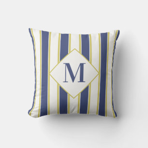 Coussin Hamptons Bleu Blanc et Gold Strit Yacht