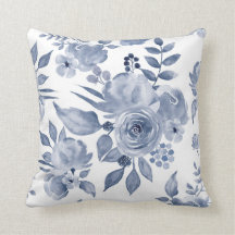 Hamptons Style Floral Cushion Navy Bleu