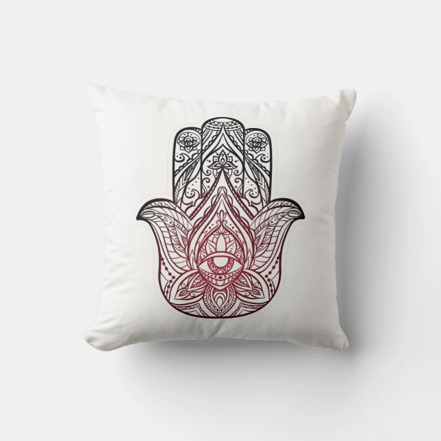 Coussin Hamsa avec motif boho (Recto)