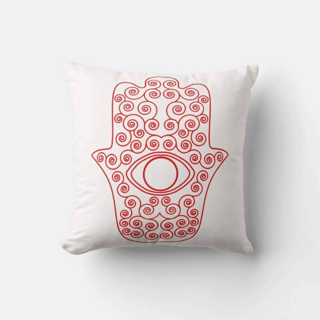 Coussin Hamsa-Main rouge d'ensemble de Miriam-Main de (Recto)