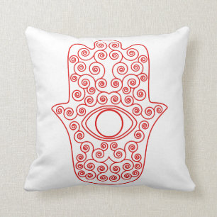 Coussin Hamsa-Main rouge d'ensemble de Miriam-Main de