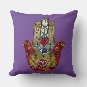 Coussin Hamsa Rouge Oiseau Cœur Grenade Rubis