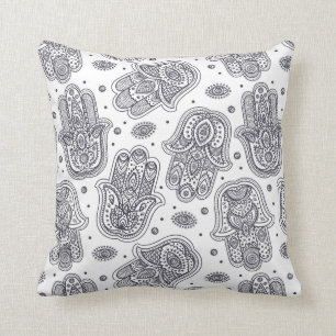 Coussin Hamsa tiré par la main inspiré