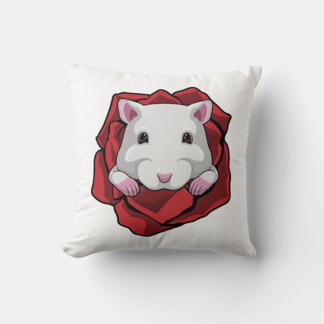 Coussin Hamster avec Rose (Recto)