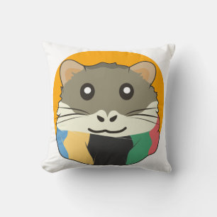Coussin Hamster 🐹 mignon animal avec foulard rayé coloré