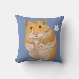 Coussin Hamster mignon en fleur tenant une fleur