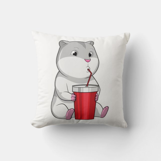 Coussin Hamster with Mug & Drinking straw (Recto)