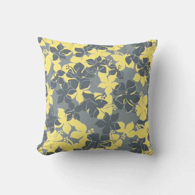 Coussin Hanalei Hawaiian Hibiscus Camo Floral (Recto)