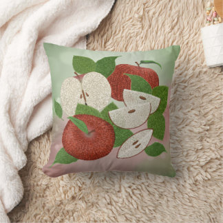 Coussin Hand-Drawn Apple Throw Pillow – Farmhouse Orchard 