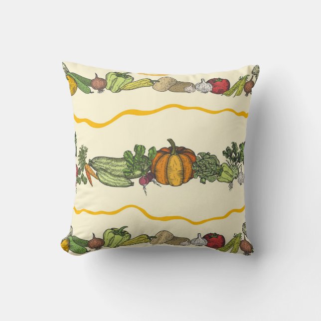 Coussin Hand drawn seamless pattern of natural vegetables  (Recto)