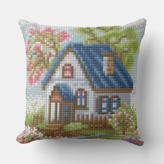 Coussin Handcrafted-Effect Mosaic Cottage Art Throw Pillow