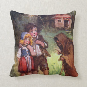 Coussin Hansel et Gretel rencontrent la sorcière