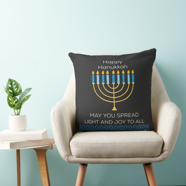 Coussin Hanukkah Joyeux Funny Cute Bleu Chanukah Unique (Chaise)