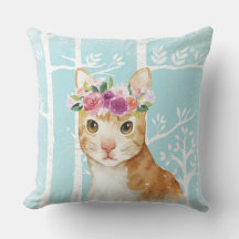 Happy Animal avec Fleurs en Blue Forest-Cat Kitty