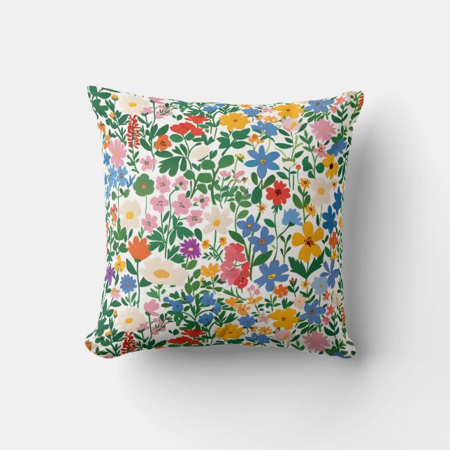 Coussin Happy Botanical Floral Flower Spring Pattern. (Recto)