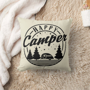 Coussin Happy Camper T Shirt Trees Stars et Camping Traile
