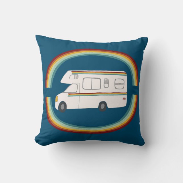 Coussin Happy Campers Rainbows Whimsical Motorhome RVing (Recto)