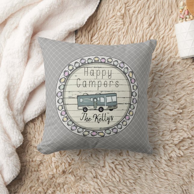 Coussin Happy Campers RV personnalisé (Couverture)