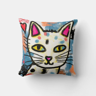 Coussin Happy Cat Art Abstrait
