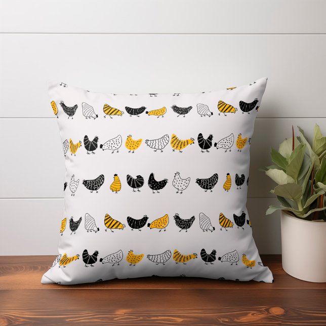 Coussin Happy Chicken Country Motif animal de ferme (chicken pattern throw pillow)