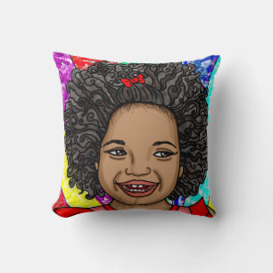 Coussin Happy Curls Pop Art Laughl Girl