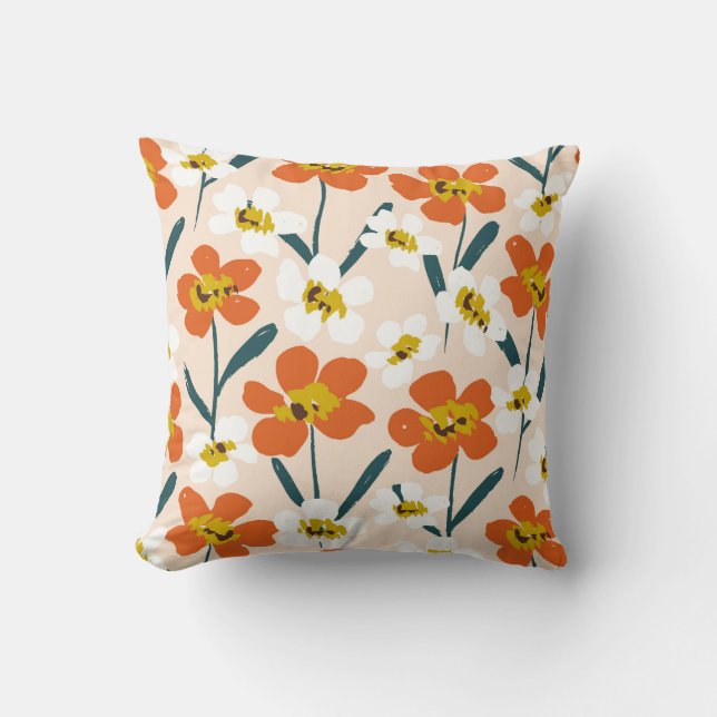 Coussin Happy dry painted blooms seamless Vintage pattern. (Recto)
