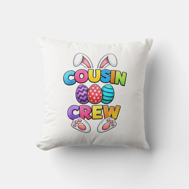 Coussin Happy Easter Cousin Crew Bunny Family Matching Eas (Recto)