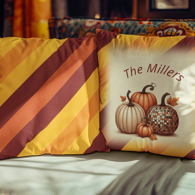 Coussin Happy Fall Automne couleur motif personnalisé (Happy Fall Autumn colored pattern personalized Throw Pillow)