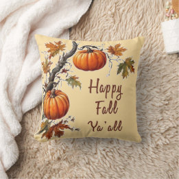Coussin Happy Fall Ya'all - Citrouille