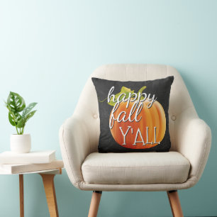 Coussin Happy Fall Yall Citrouille Sur Chalkboard