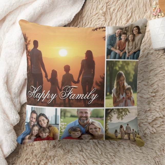 Coussin Happy Family Custom Collage Jeu d'oreiller (Couverture)