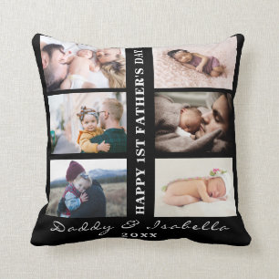 Coussin Happy First Fête des pères Custom 6 Photo Collag