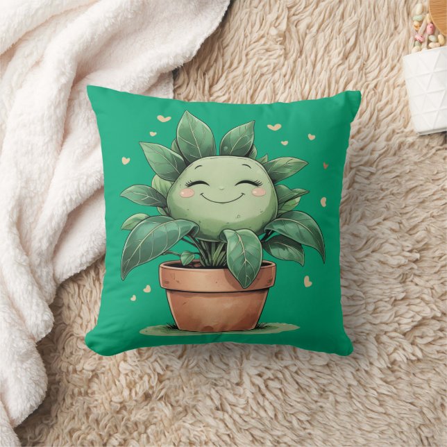 Coussin Happy Flower Pot mignon Plante (Couverture)
