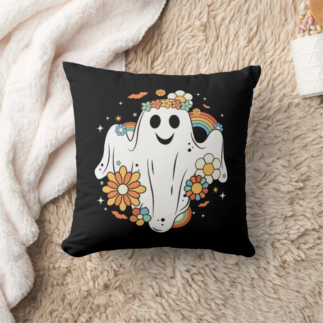 Coussin Happy Ghost Retro Hippie Vibe (Couverture)