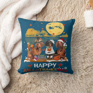 Coussin Happy Hallothanksmas Halloween Thanksgiv