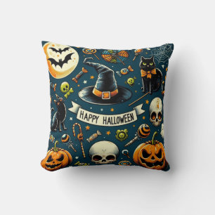 Coussin Happy Halloween amusant et Éffrayant