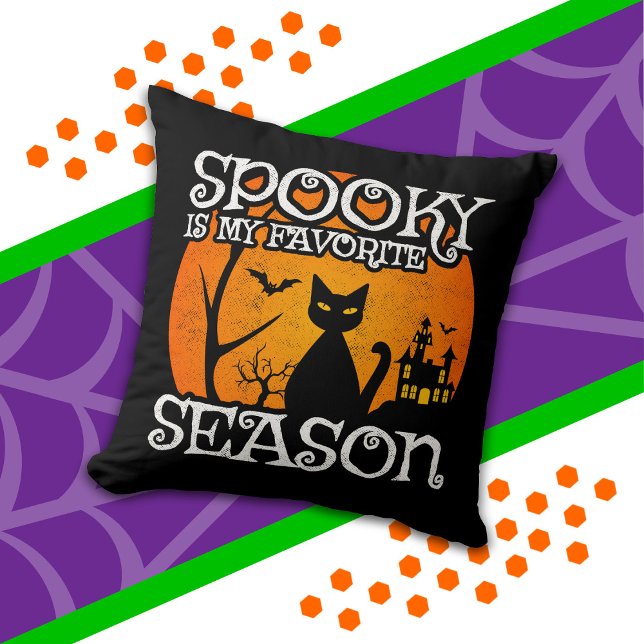 Coussin Happy Halloween Chat noir saison Éffrayante Funny  (Créateur téléchargé)