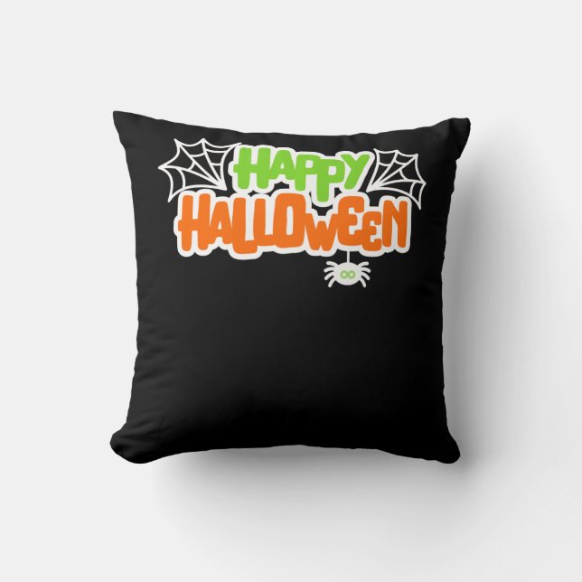 Coussin Happy Halloween coloré mignon araignée Web (Recto)