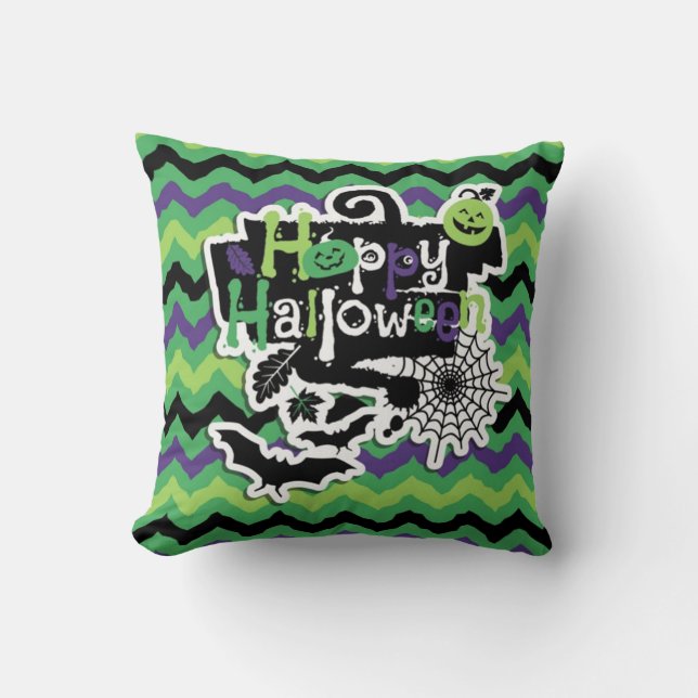 Coussin Happy Halloween Éffrayant Fun (Recto)