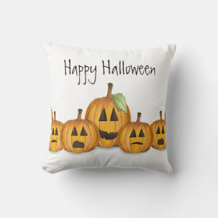 Coussin Happy Halloween mignon Citrouilles simples