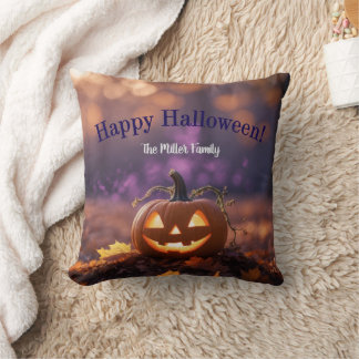 Coussin Happy Halloween Nom de famille personnalisé