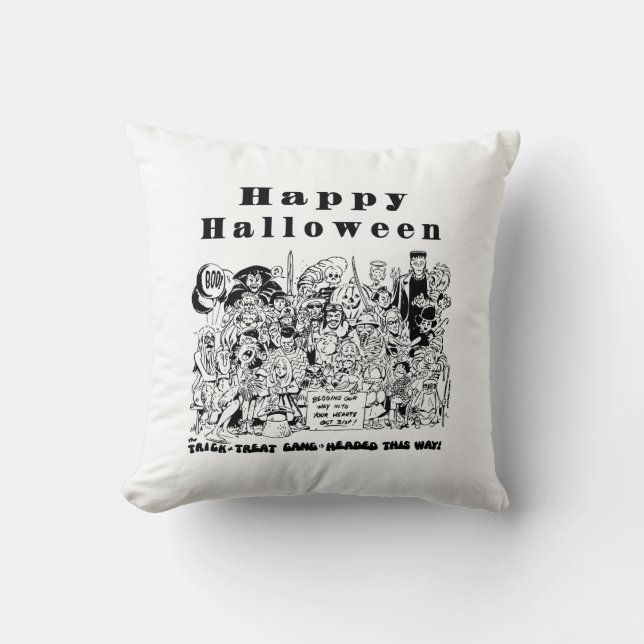 Coussin Happy Halloween Trick ou Treat Éffrayant Illustrat (Recto)