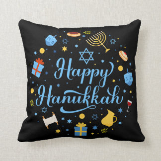 Coussin Happy Hanoukka calligraphie lettrage