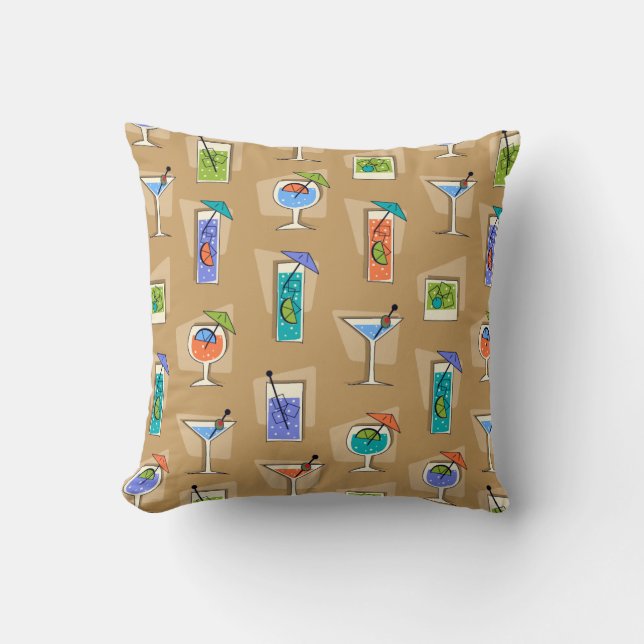 Coussin Happy Hour Retro Hawaiian Tropical Boissons (Recto)