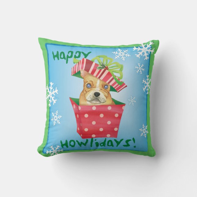 Coussin Happy Howliday French Bulldog (Recto)